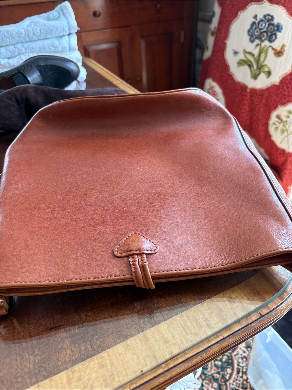 Longchamp Vintage Roseau Cognac Leather Shoulder Bag with Toggle Closure - Picture 3 of 7